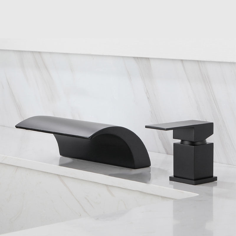 Waterfall Spout Tub Filler with 1 Handle Deck Mount Bathroom Faucet