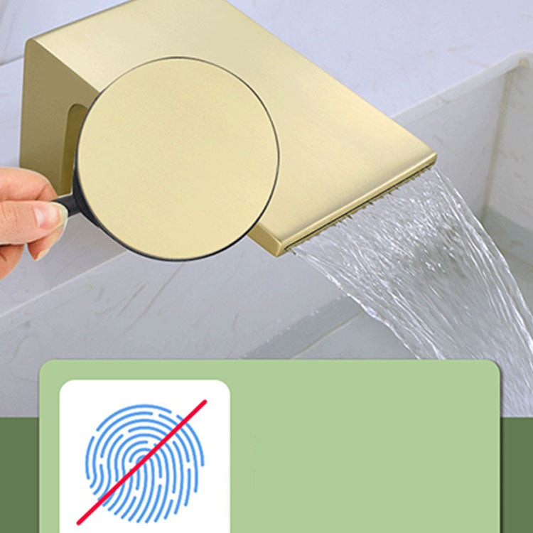 Waterfall Spout Tub Filler with 1 Handle Deck Mount Bathroom Faucet