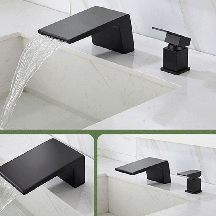 Waterfall Spout Tub Filler with 1 Handle Deck Mount Bathroom Faucet