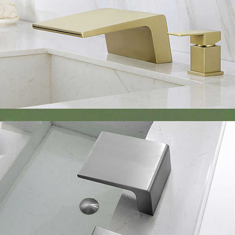 Waterfall Spout Tub Filler with 1 Handle Deck Mount Bathroom Faucet