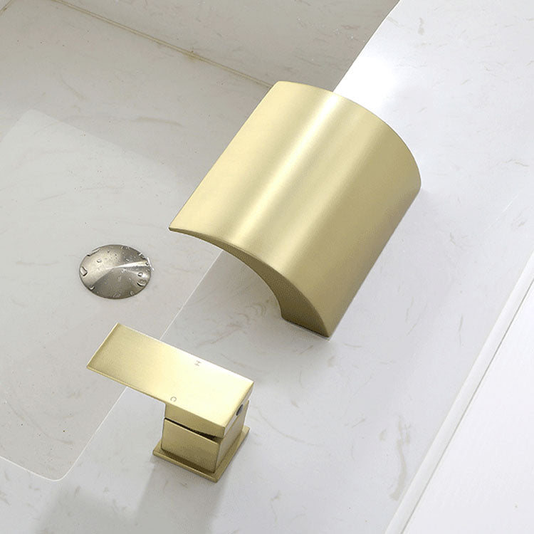 Waterfall Spout Tub Filler with 1 Handle Deck Mount Bathroom Faucet