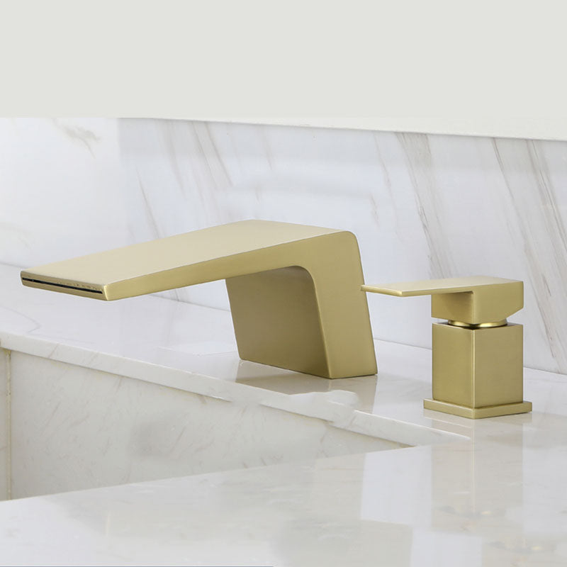 Waterfall Spout Tub Filler with 1 Handle Deck Mount Bathroom Faucet