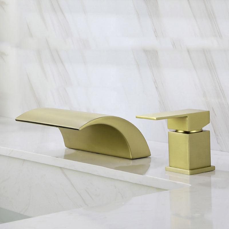 Waterfall Spout Tub Filler with 1 Handle Deck Mount Bathroom Faucet