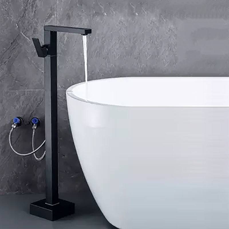 Brass Freestanding Tub Filler with Water Inlet Pipe Floor Mounted Bathroom Faucet