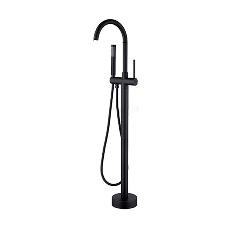 Brass Freestanding Tub Filler with Water Inlet Pipe Floor Mounted Bathroom Faucet