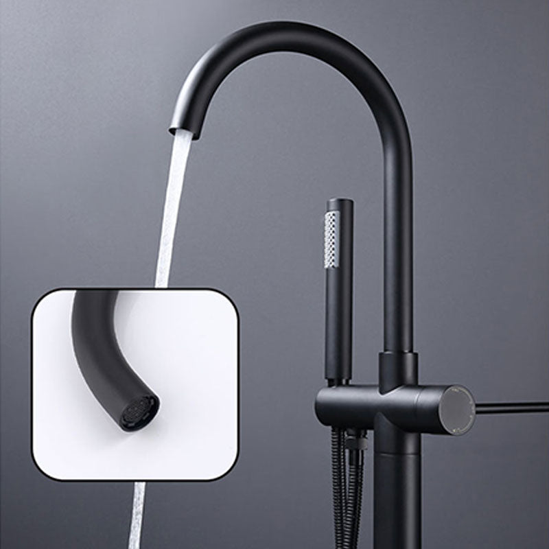 Brass Freestanding Tub Filler with Water Inlet Pipe Floor Mounted Bathroom Faucet
