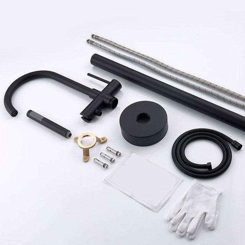 Brass Freestanding Tub Filler with Water Inlet Pipe Floor Mounted Bathroom Faucet