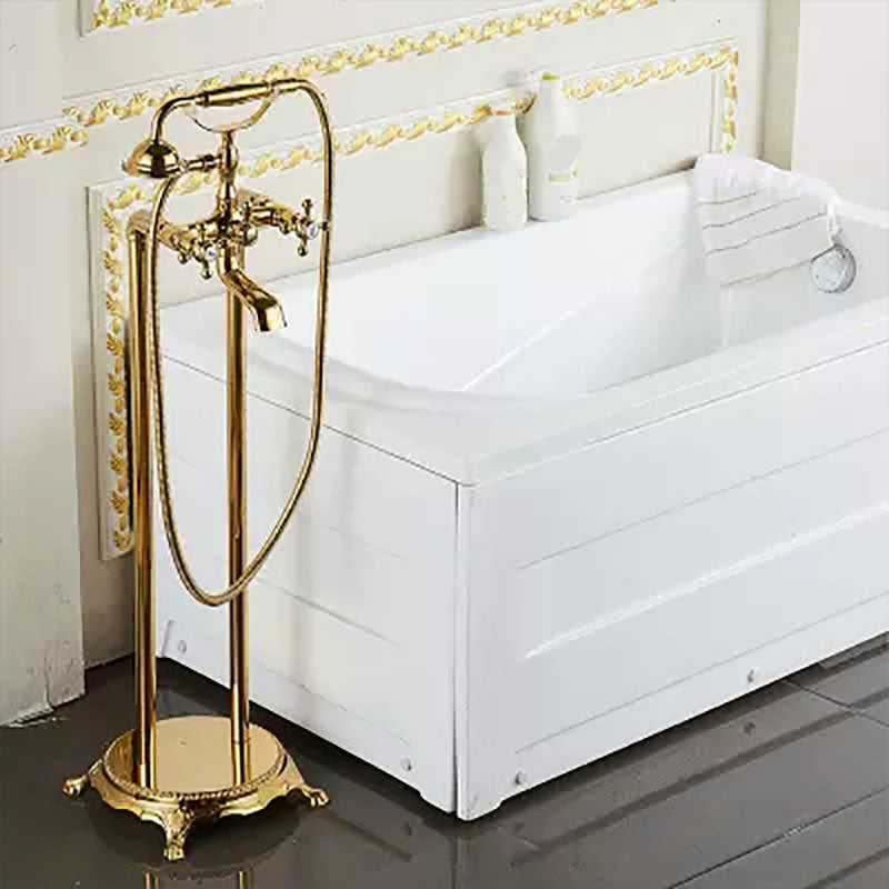 Brass Freestanding Tub Filler with Water Inlet Pipe Floor Mounted Bathroom Faucet