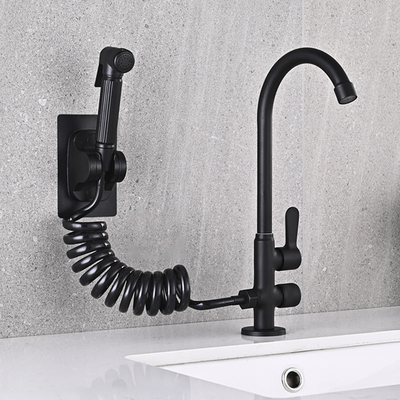 Single Cold Faucet Solid Color High Arc Deck Mounted Bathtub Faucet