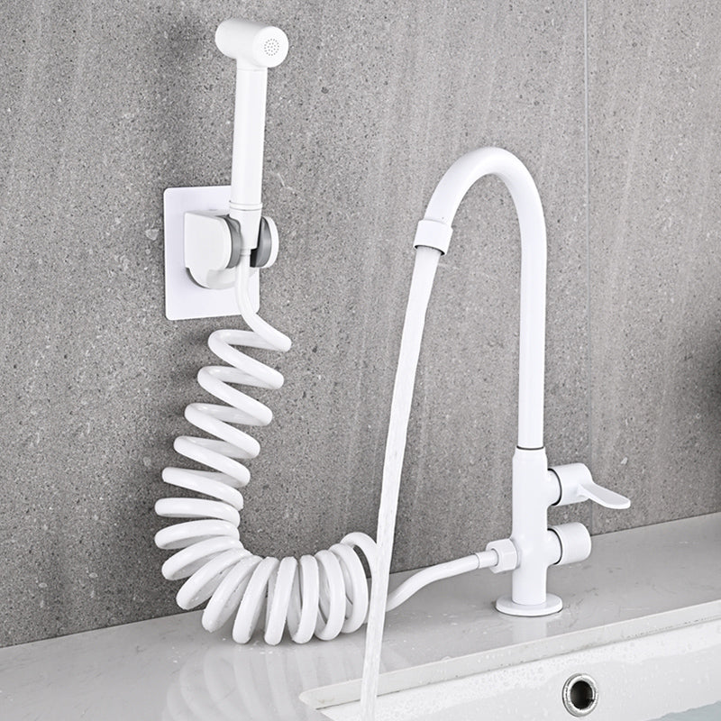 Single Cold Faucet Solid Color High Arc Deck Mounted Bathtub Faucet