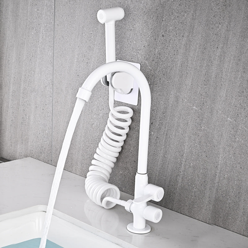 Single Cold Faucet Solid Color High Arc Deck Mounted Bathtub Faucet