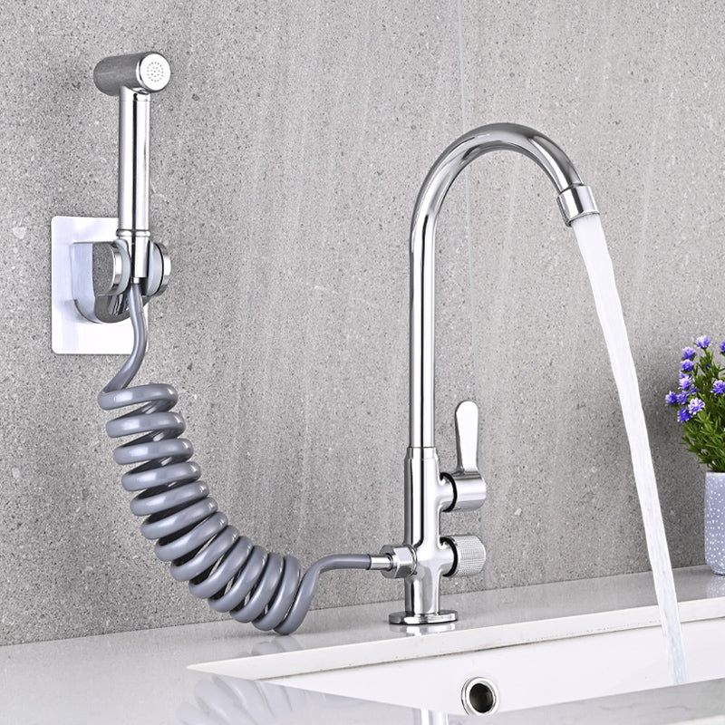 Single Cold Faucet Solid Color High Arc Deck Mounted Bathtub Faucet