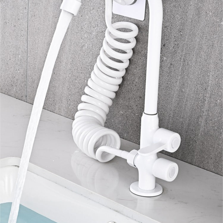 Single Cold Faucet Solid Color High Arc Deck Mounted Bathtub Faucet