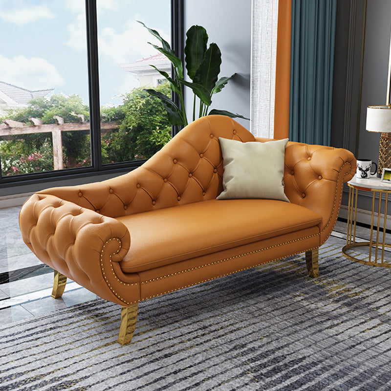 Traditional Leather Accent Chair One Armed Rolled Arms Chaise