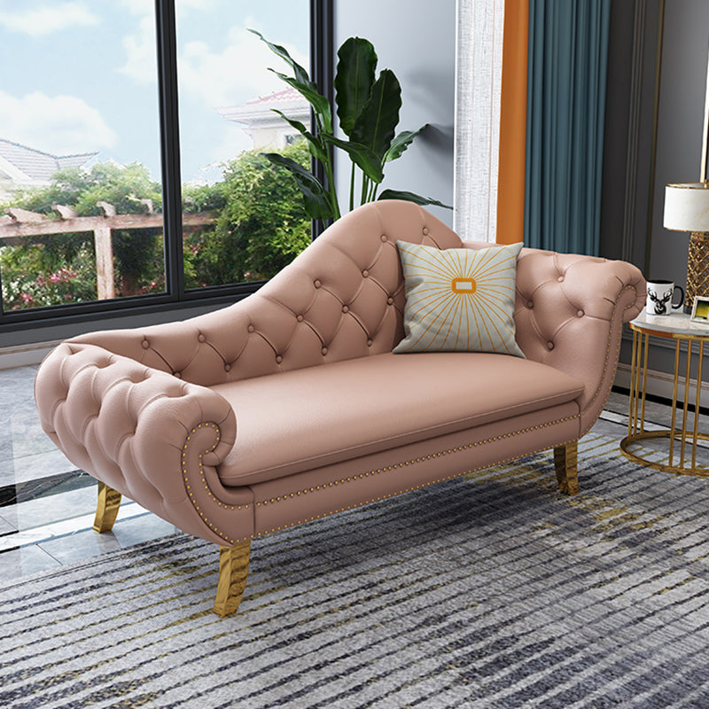 Traditional Leather Accent Chair One Armed Rolled Arms Chaise