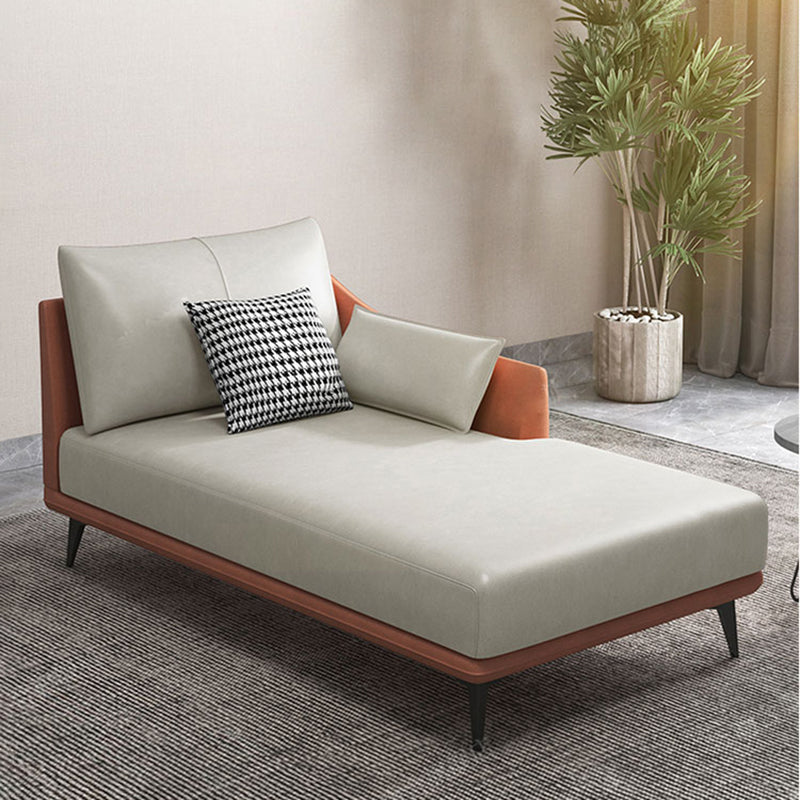 Modern Recessed Arms Chaise One Armed Faux Leather Accent Chair