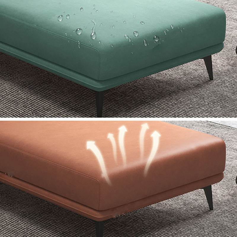 Modern Recessed Arms Chaise One Armed Faux Leather Accent Chair