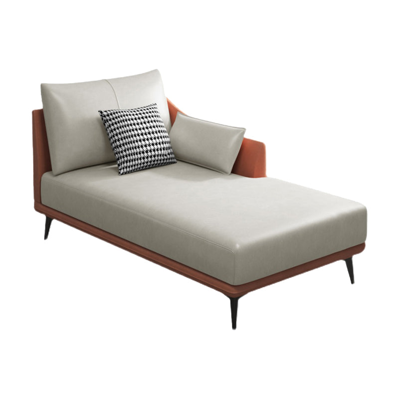 Modern Recessed Arms Chaise One Armed Faux Leather Accent Chair