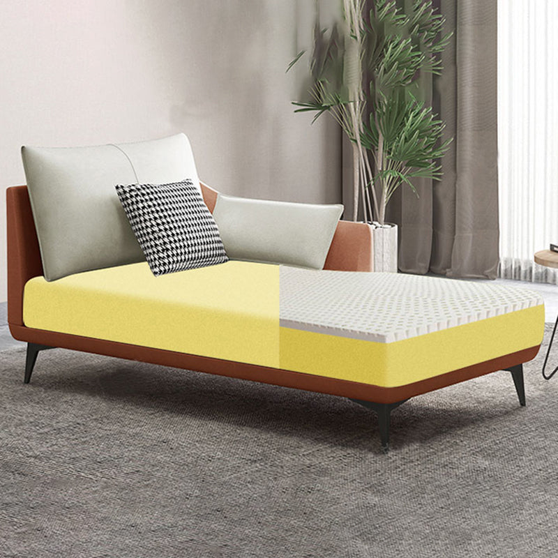Modern Recessed Arms Chaise One Armed Faux Leather Accent Chair