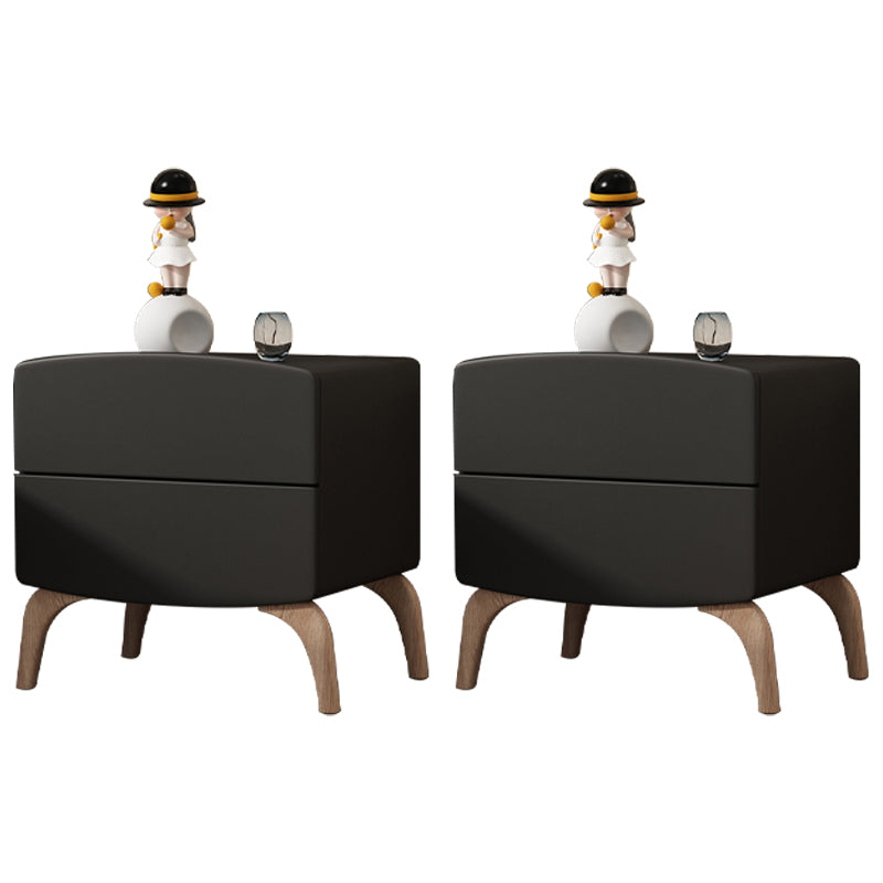 Neutral Bedside Table for Nursery with 2 Drawers Solid Wood Kids Bedside Table
