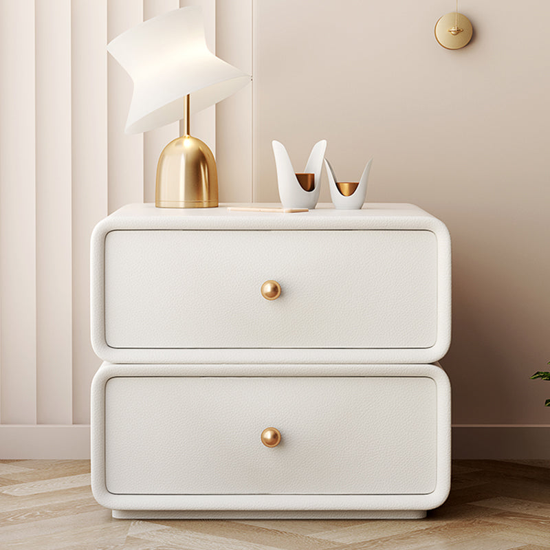 Modern & Contemporary Nightstand with Drawers Solid Wood Flat Top Neutral