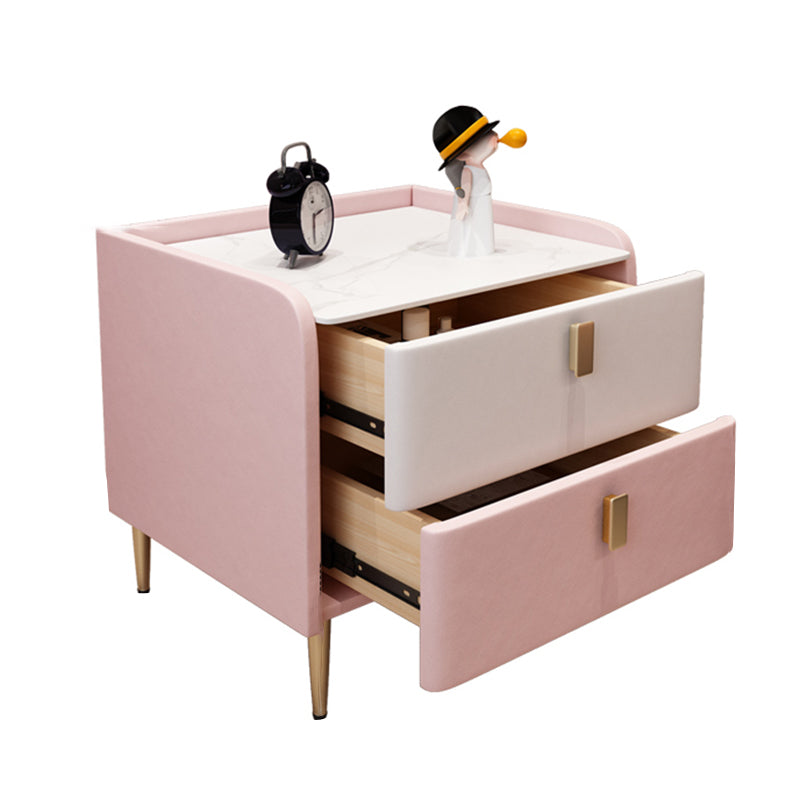 End Table for Nursery with Faux Leather Upholstery Flat Top Kids Bedside Table