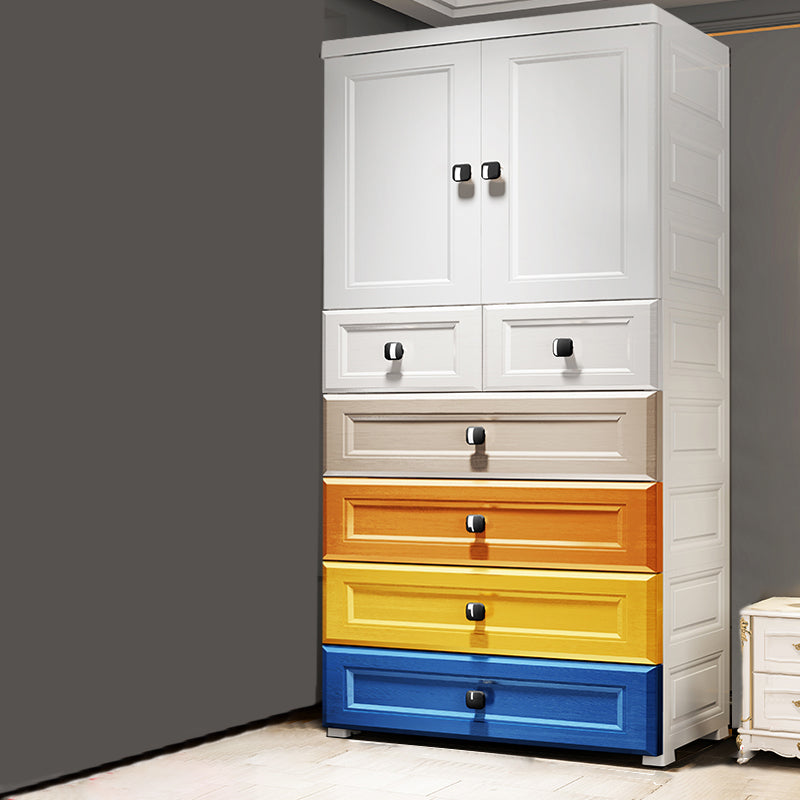 Contemporary Wardrobe Armoire Plastic Wardrobe Closet With Door and Drawer