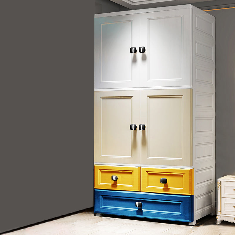 Contemporary Wardrobe Armoire Plastic Wardrobe Closet With Door and Drawer