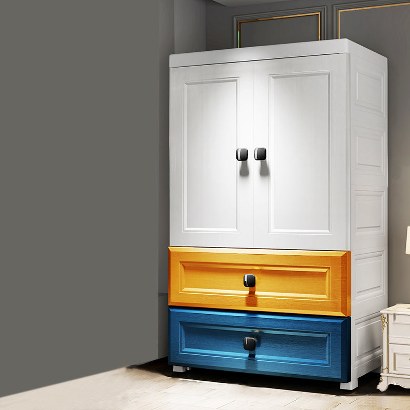 Contemporary Wardrobe Armoire Plastic Wardrobe Closet With Door and Drawer