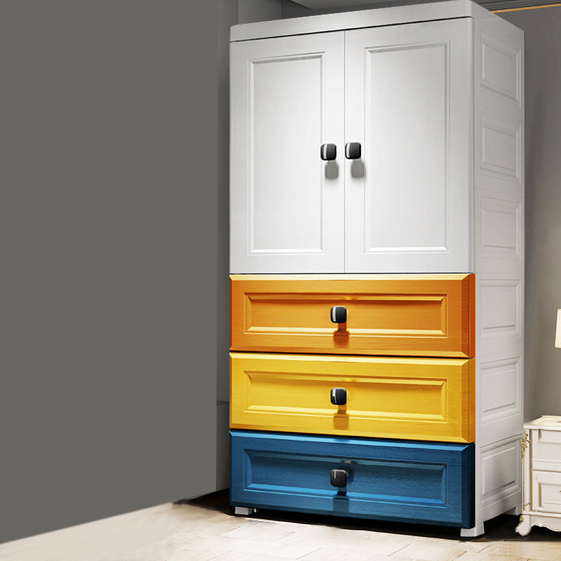 Contemporary Wardrobe Armoire Plastic Wardrobe Closet With Door and Drawer