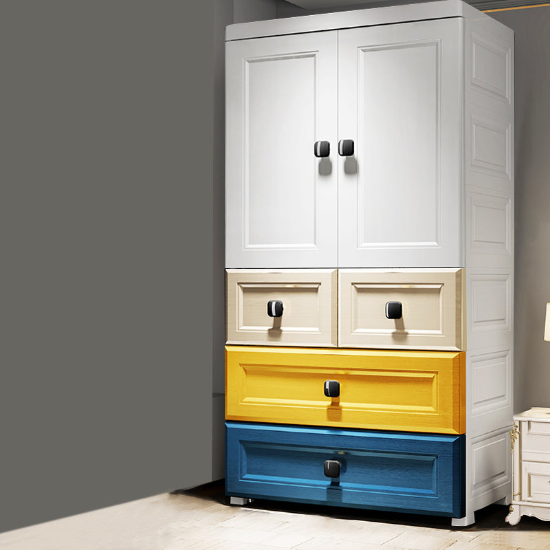 Contemporary Wardrobe Armoire Plastic Wardrobe Closet With Door and Drawer