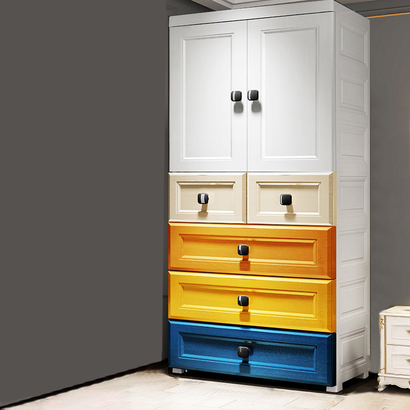 Contemporary Wardrobe Armoire Plastic Wardrobe Closet With Door and Drawer