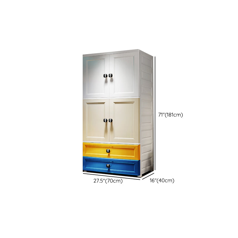 Contemporary Wardrobe Armoire Plastic Wardrobe Closet With Door and Drawer