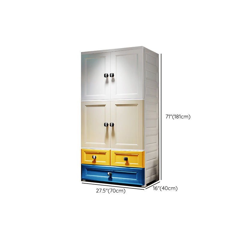 Contemporary Wardrobe Armoire Plastic Wardrobe Closet With Door and Drawer