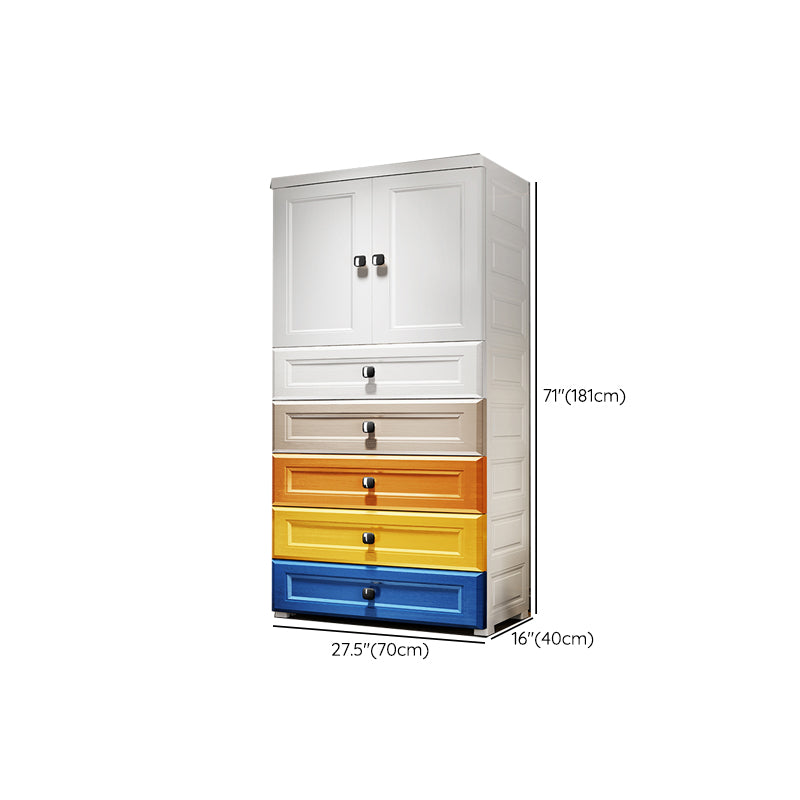 Contemporary Wardrobe Armoire Plastic Wardrobe Closet With Door and Drawer