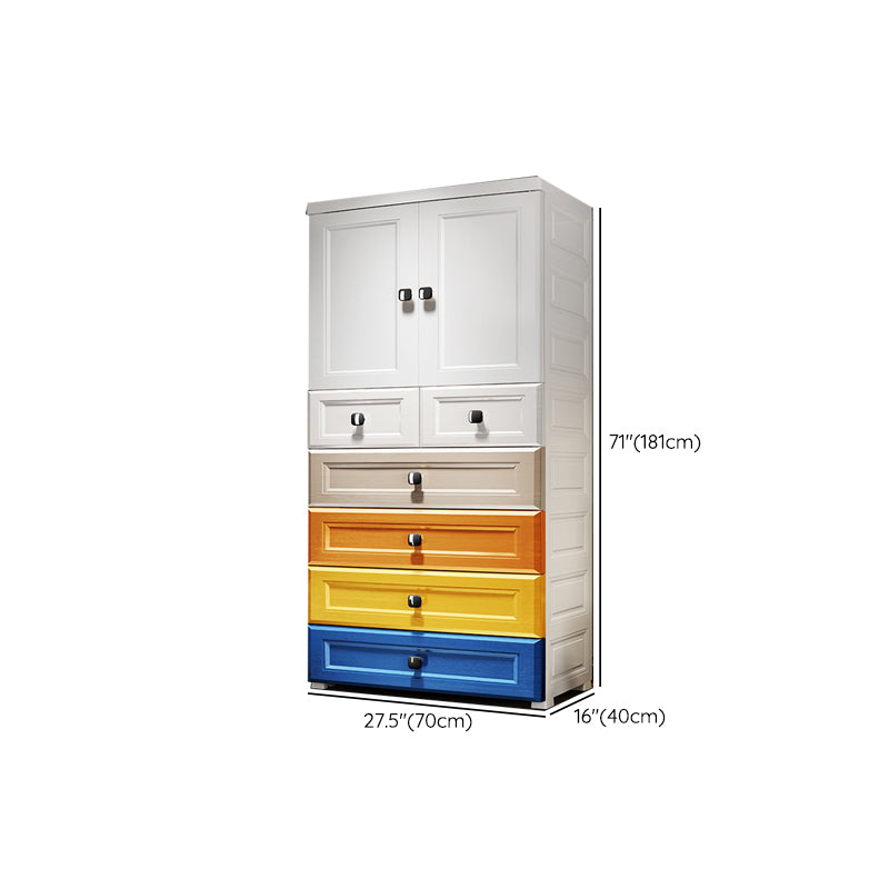 Contemporary Wardrobe Armoire Plastic Wardrobe Closet With Door and Drawer