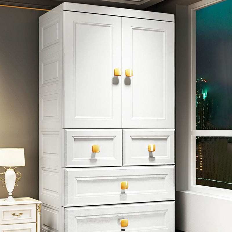 Contemporary Style Wardrobe Armoire Plastic Wardrobe Closet with Drawer and Door