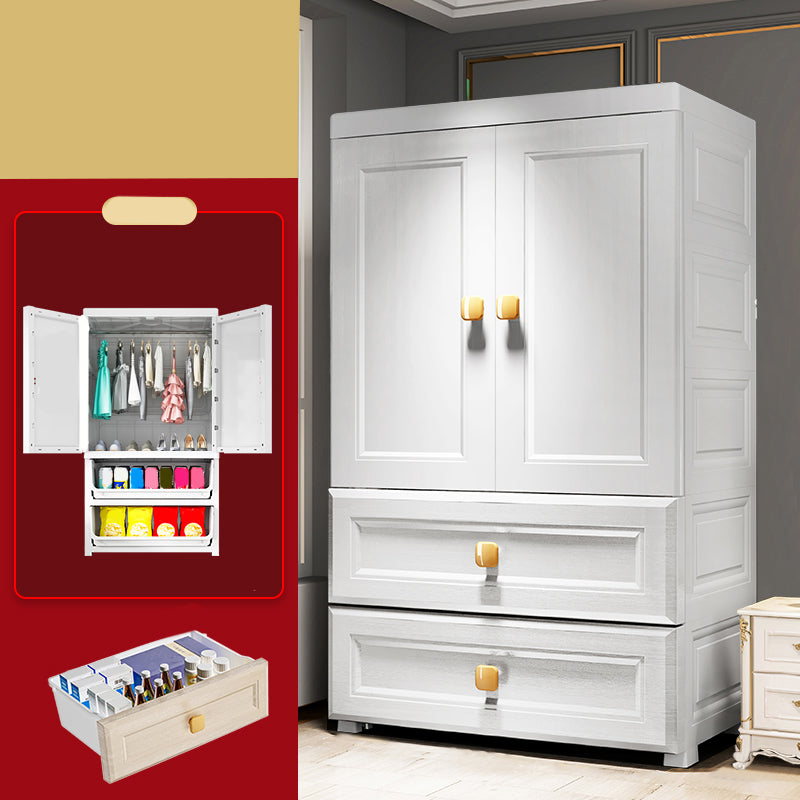 Contemporary Style Wardrobe Armoire Plastic Wardrobe Closet with Drawer and Door