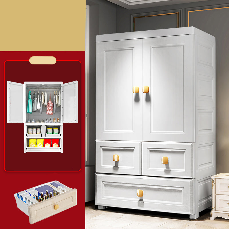 Contemporary Style Wardrobe Armoire Plastic Wardrobe Closet with Drawer and Door