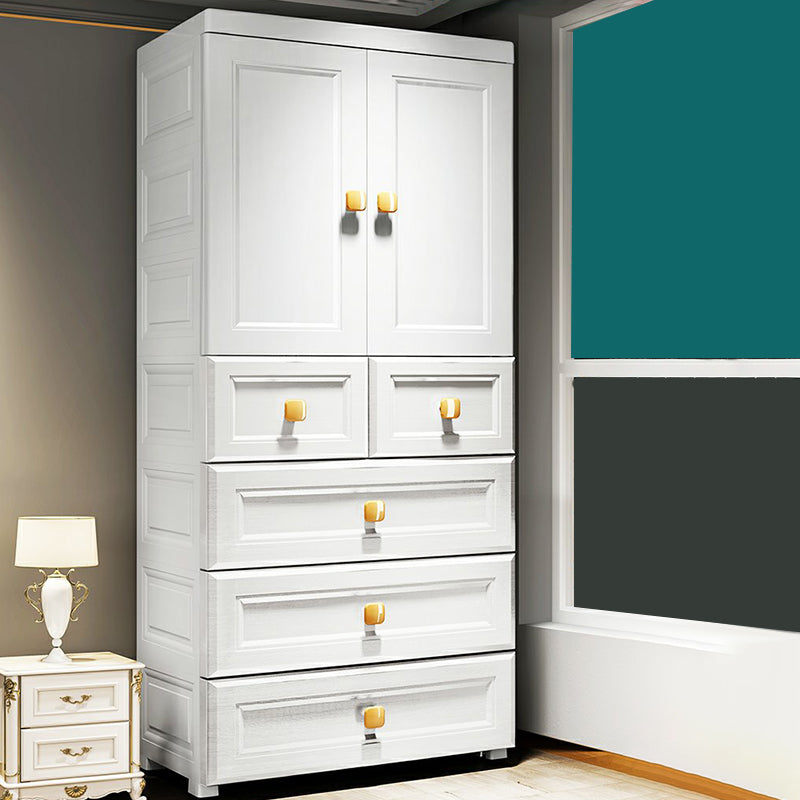 Contemporary Style Wardrobe Armoire Plastic Wardrobe Closet with Drawer and Door