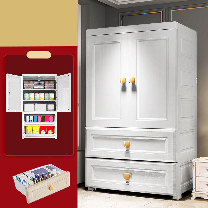 Contemporary Style Wardrobe Armoire Plastic Wardrobe Closet with Drawer and Door