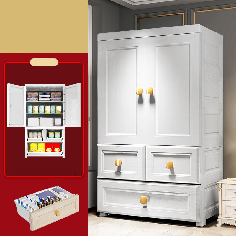 Contemporary Style Wardrobe Armoire Plastic Wardrobe Closet with Drawer and Door
