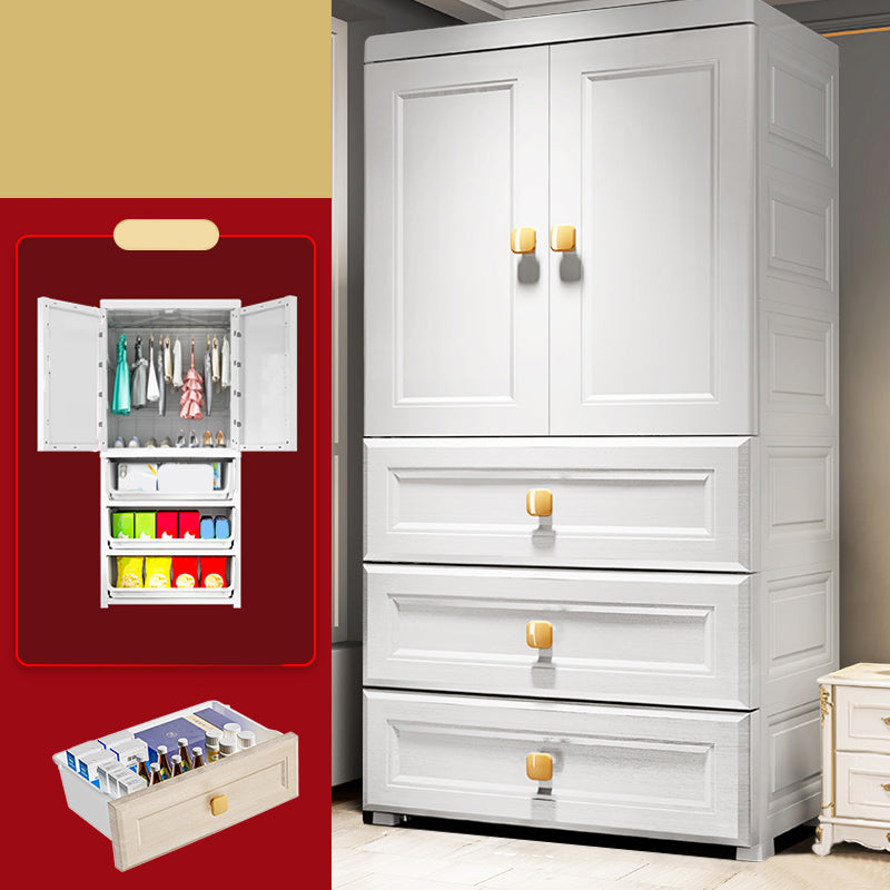 Contemporary Style Wardrobe Armoire Plastic Wardrobe Closet with Drawer and Door