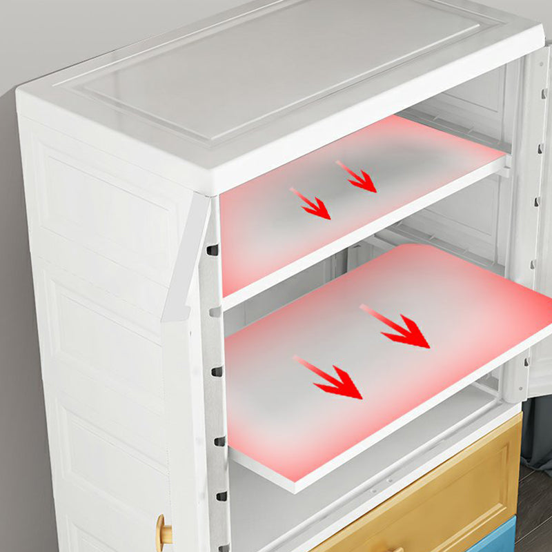 Contemporary Style Wardrobe Armoire Plastic Wardrobe Closet with Drawer and Door