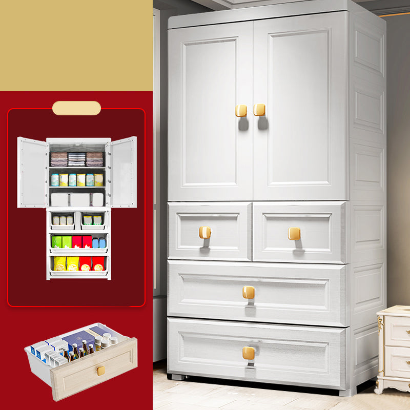 Contemporary Style Wardrobe Armoire Plastic Wardrobe Closet with Drawer and Door