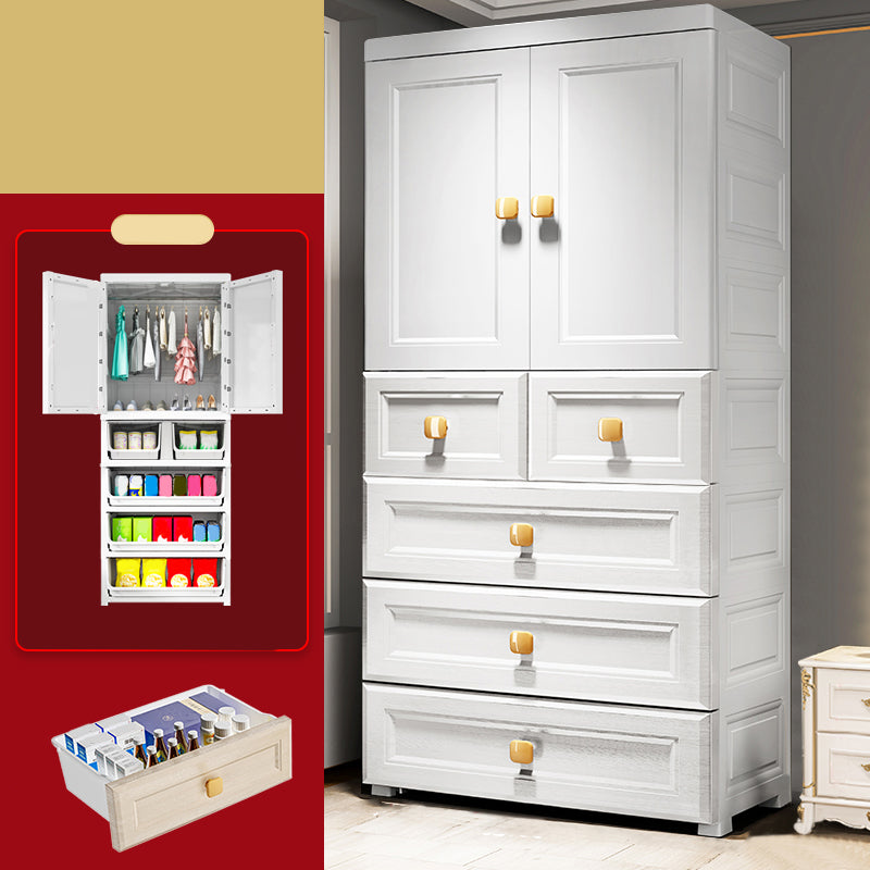 Contemporary Style Wardrobe Armoire Plastic Wardrobe Closet with Drawer and Door