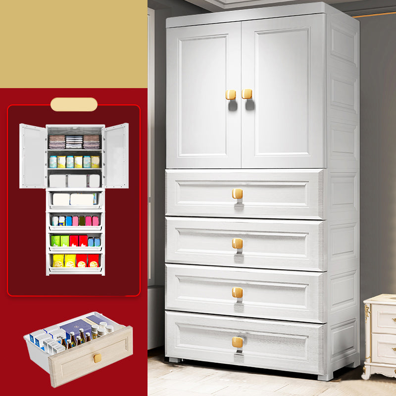 Contemporary Style Wardrobe Armoire Plastic Wardrobe Closet with Drawer and Door
