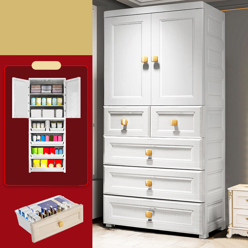 Contemporary Style Wardrobe Armoire Plastic Wardrobe Closet with Drawer and Door