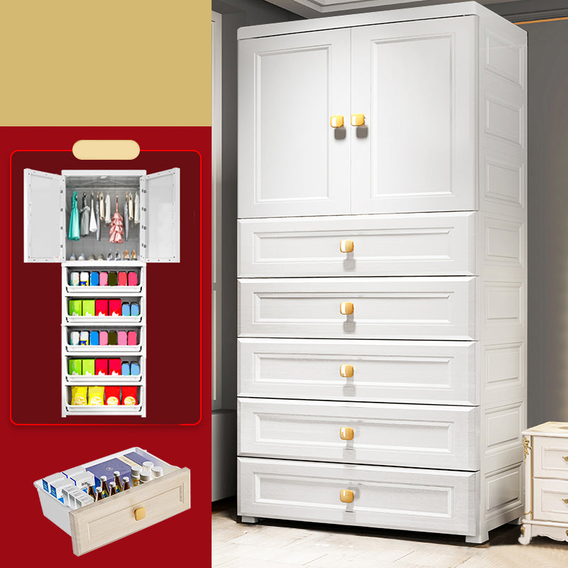 Contemporary Style Wardrobe Armoire Plastic Wardrobe Closet with Drawer and Door