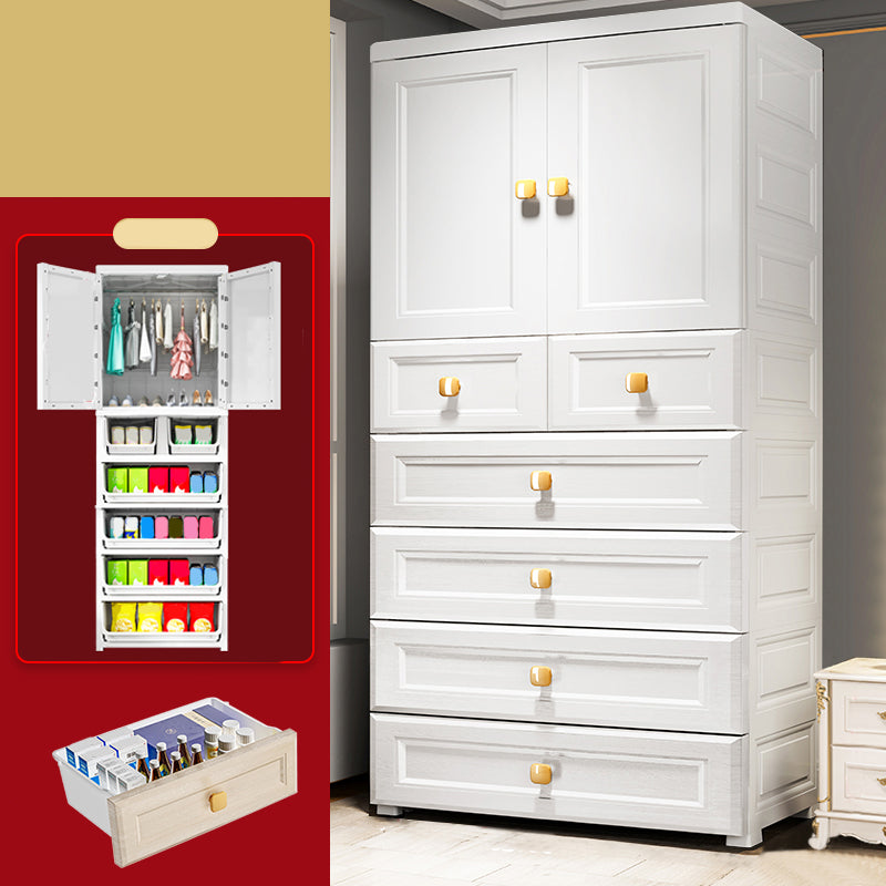 Contemporary Style Wardrobe Armoire Plastic Wardrobe Closet with Drawer and Door